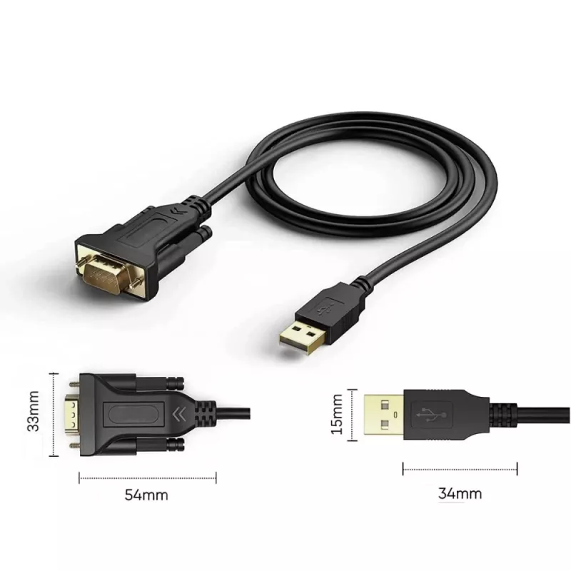 Cable serie Techly IDATA-USB2-SER-1 negro 1,5 m USB Type-A DB-9