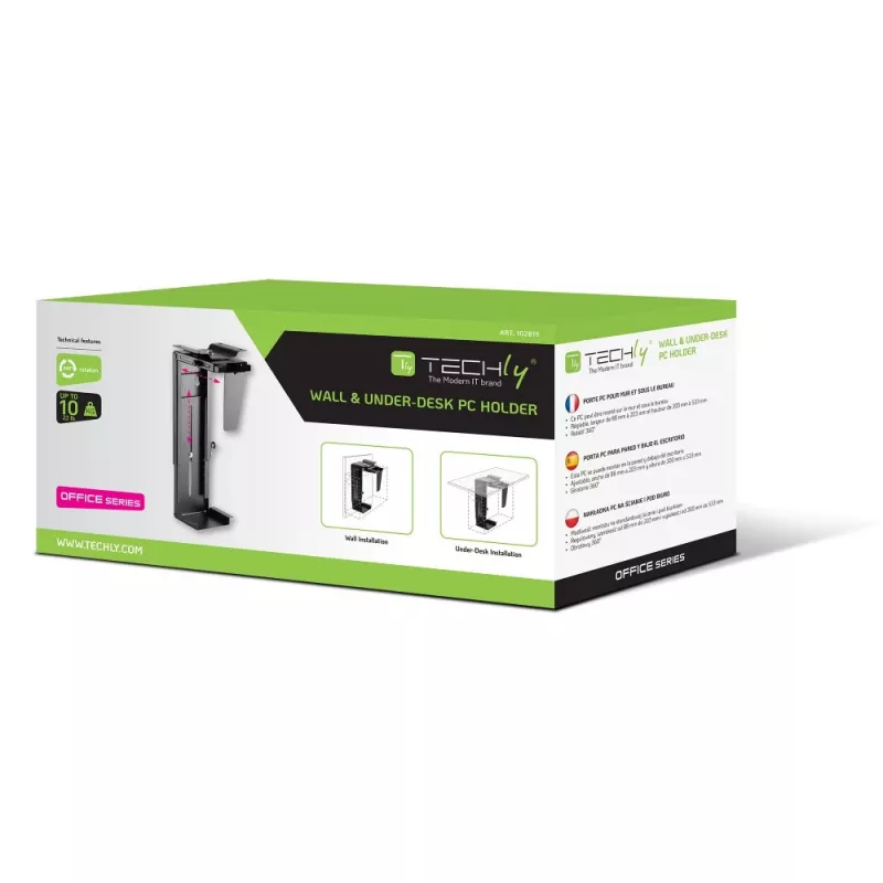 Soporte de CPU Techly ICA-CS 66 soporte de CPU bajo escritorio negro