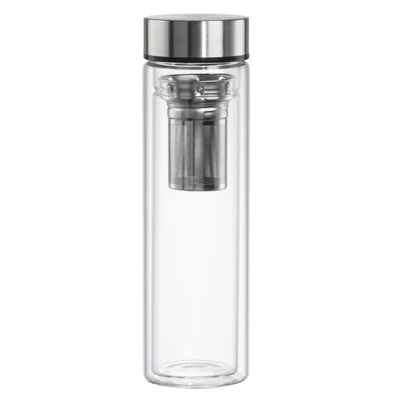 Botella de agua Xavax 00181598 — 450 ml vidrio borosilicato con funda de silicona, azul transparente