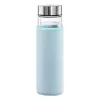 Botella de agua Xavax 00181598 — 450 ml vidrio borosilicato con funda de silicona, azul transparente