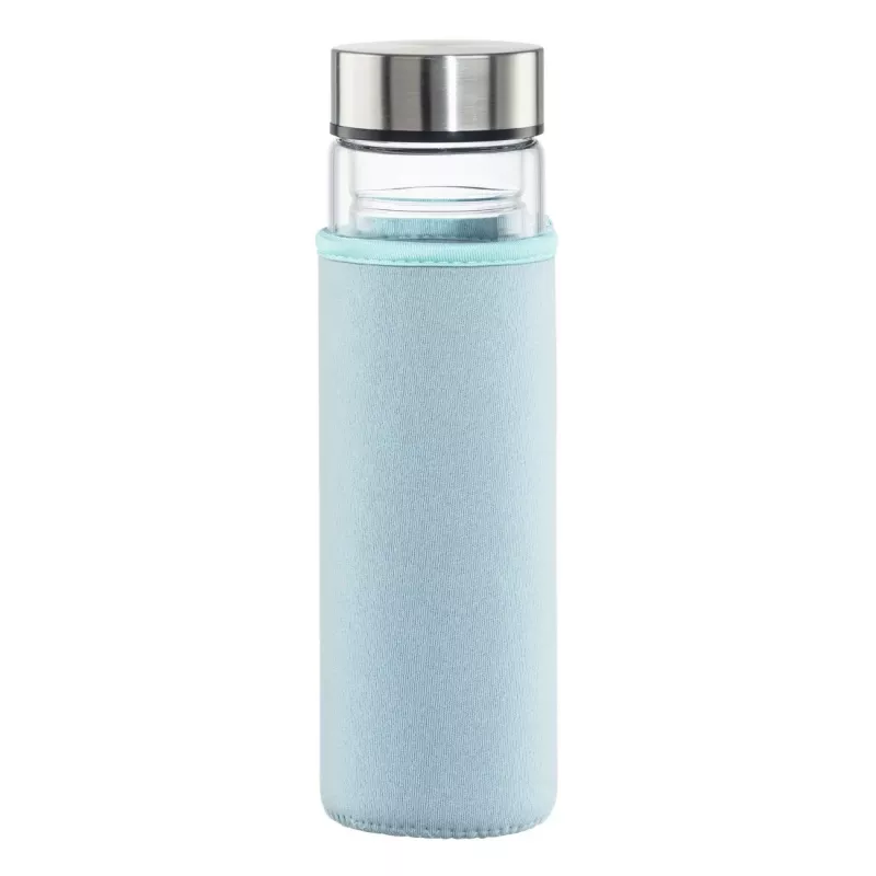 Botella de agua Xavax 00181598 — 450 ml vidrio borosilicato con funda de silicona, azul transparente