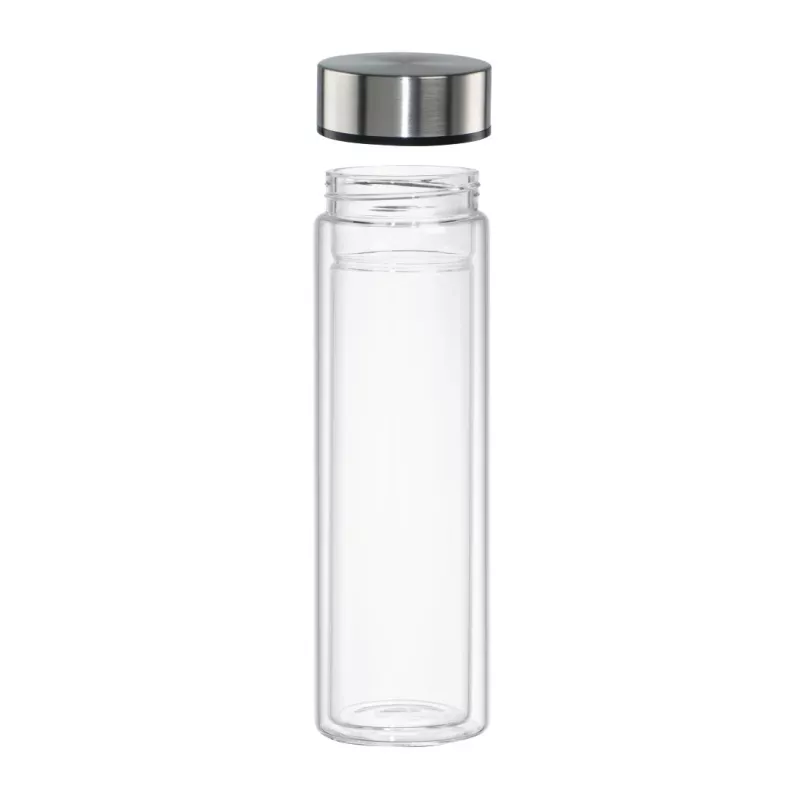 Botella de agua Xavax 00181598 — 450 ml vidrio borosilicato con funda de silicona, azul transparente