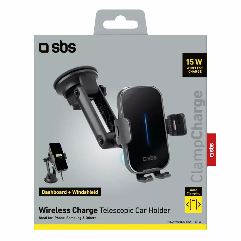 Soporte activo para coche SBS Mobile TESUPEXTWIR15W para móviles, negro