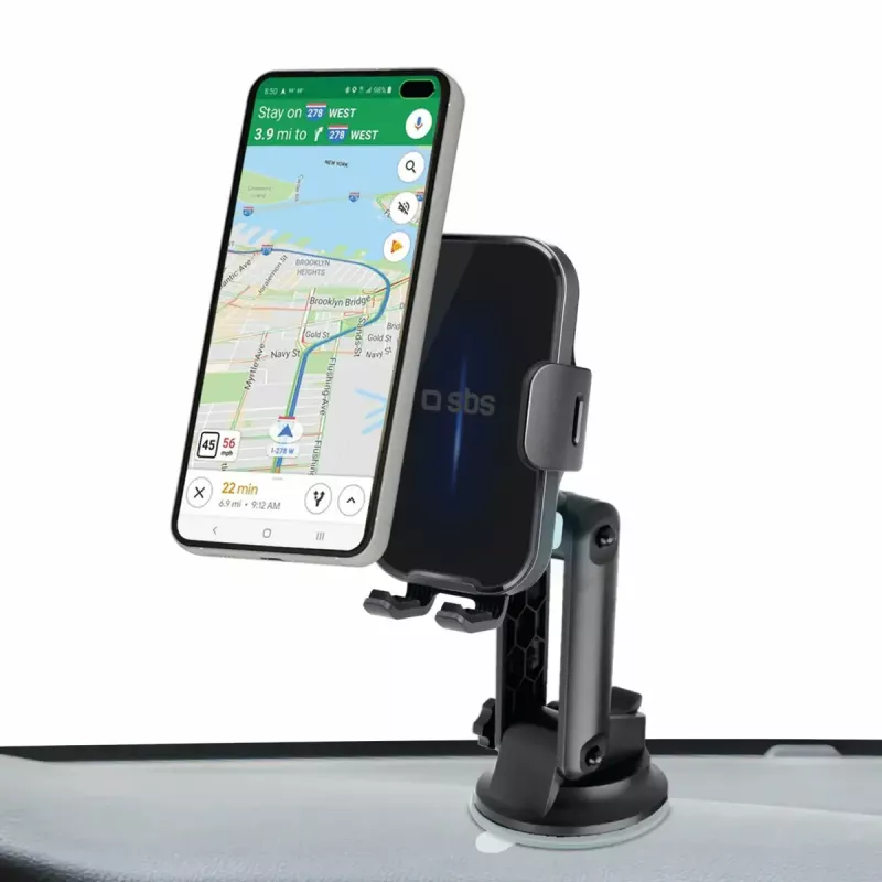 Soporte activo para coche SBS Mobile TESUPEXTWIR15W para móviles, negro