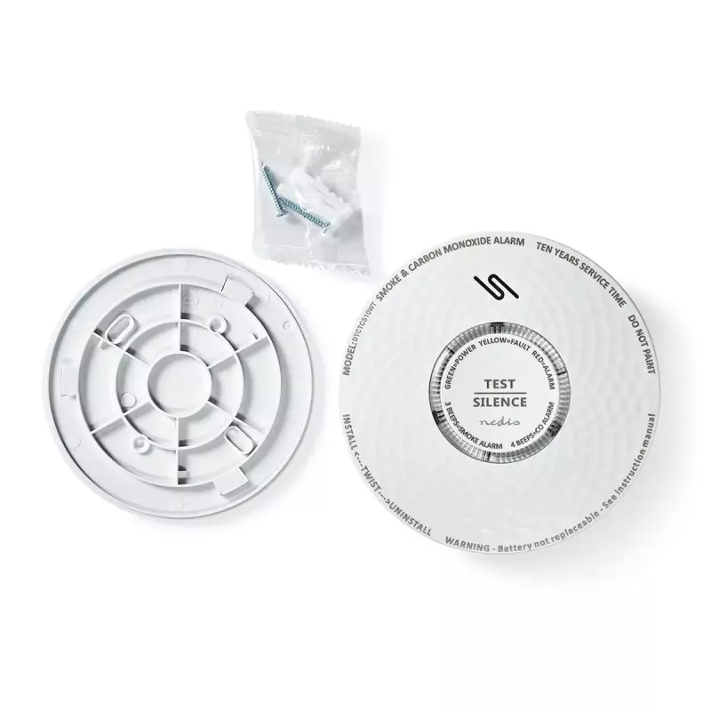 Nedis DTCTCS10WT Detector combinado de humo y monóxido de carbono, blanco
