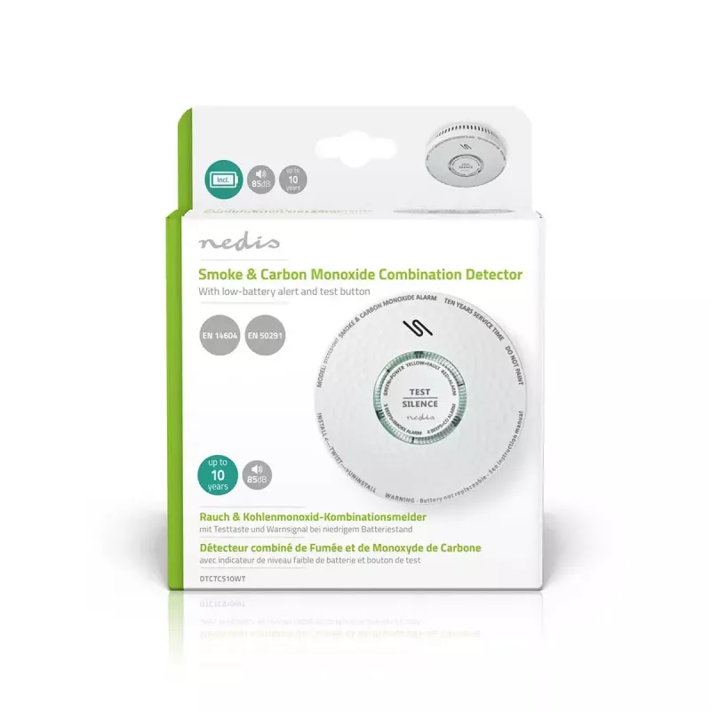 Nedis DTCTCS10WT Detector combinado de humo y monóxido de carbono, blanco