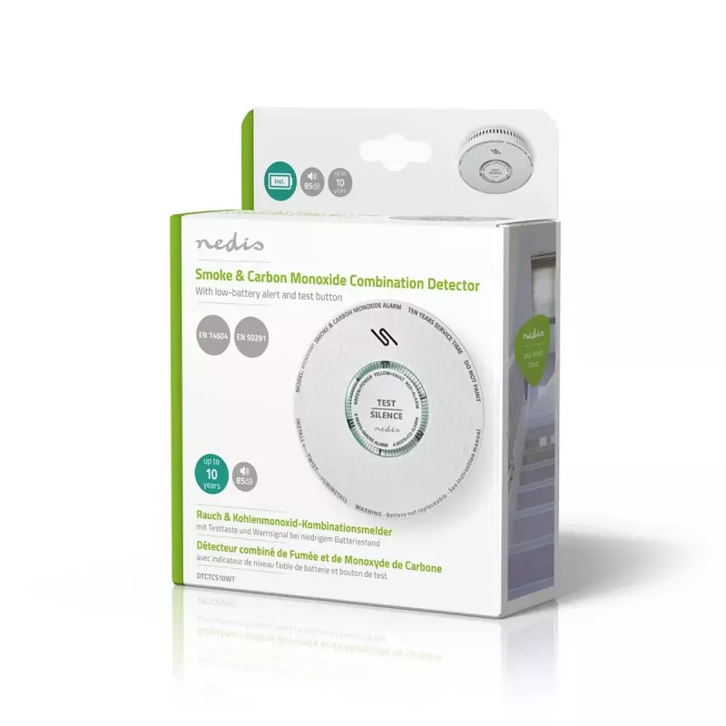 Nedis DTCTCS10WT Detector combinado de humo y monóxido de carbono, blanco