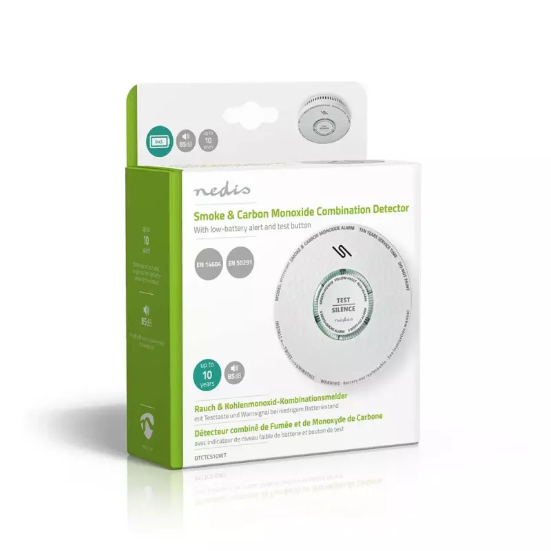 Nedis DTCTCS10WT Detector combinado de humo y monóxido de carbono, blanco