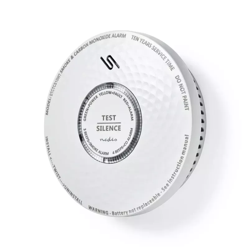 Nedis DTCTCS10WT Detector combinado de humo y monóxido de carbono, blanco