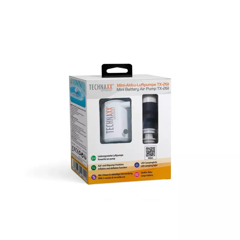Bomba de aire eléctrica Technaxx TX-261 180 l/min batería 1360 mAh
