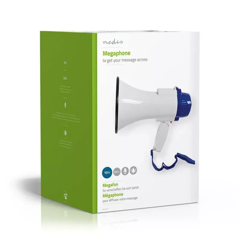 Megáfono Nedis MEPH150WT Blanco Azul 15 W 150 m de alcance
