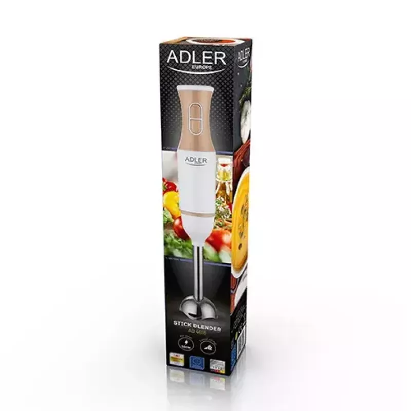 Batidora de mano Adler AD 4616 — batidora de mano, 500 W máx, 2 velocidades, cuchillas de acero inoxidable, blanca