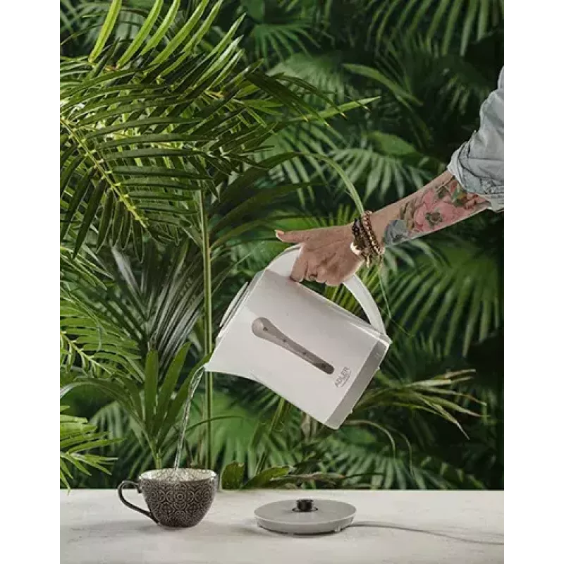 Hervidor de agua eléctrico Adler AD 1244 — 2,5 L, 2200 W, blanco, resistencia oculta