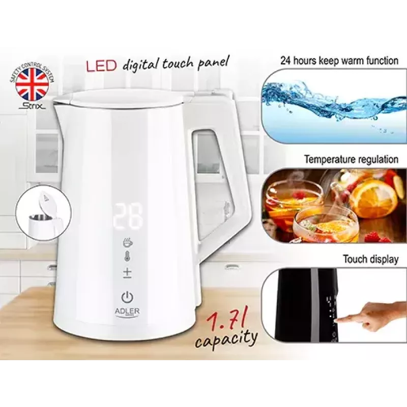 Hervidor de agua eléctrico Adler 1,7 l 1850 W blanco