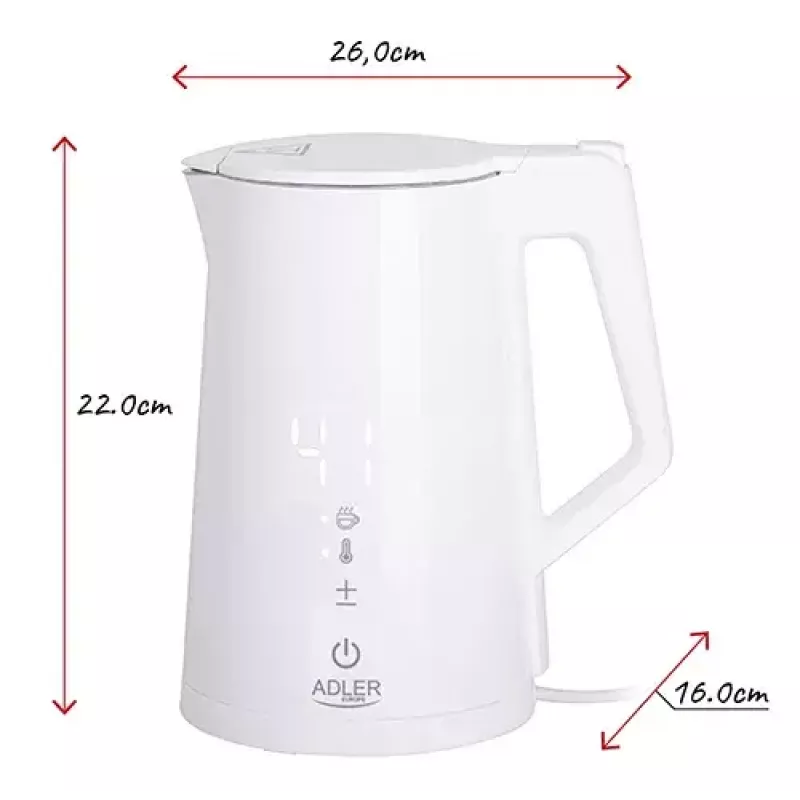 Hervidor de agua eléctrico Adler 1,7 l 1850 W blanco
