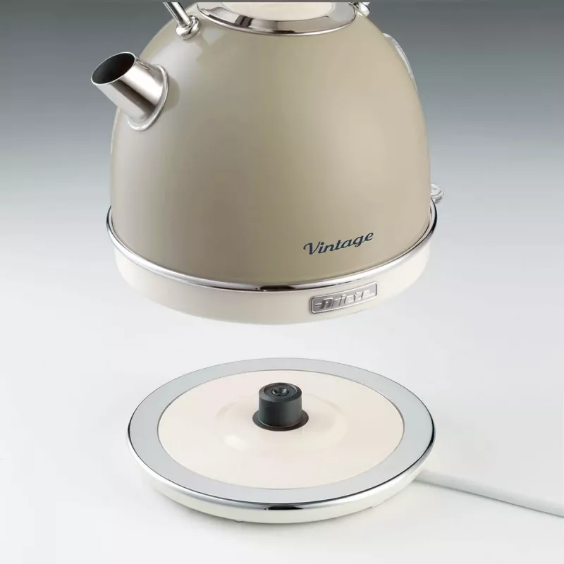 Hervidor de agua Ariete 2877 Vintage, 1,7 L, inalámbrico, beige, 1,7 L, 2000 W, beige, indicador de nivel de agua, inalámbrico, filtro