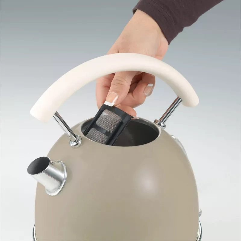 Hervidor de agua Ariete 2877 Vintage, 1,7 L, inalámbrico, beige, 1,7 L, 2000 W, beige, indicador de nivel de agua, inalámbrico, filtro