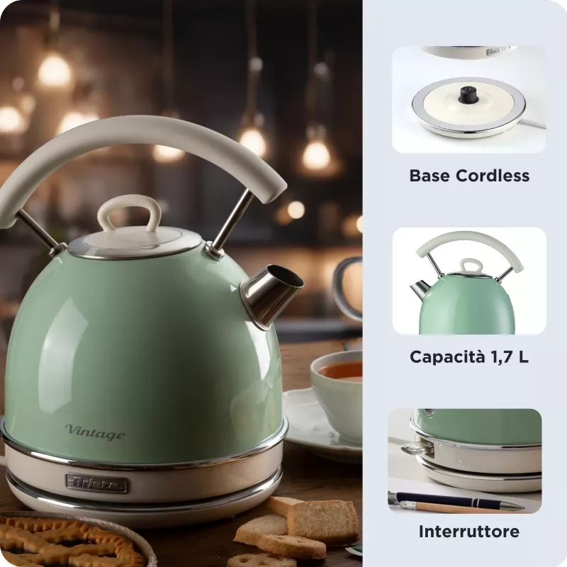 Hervidor de agua ARIETE Vintage A2877/04 verde claro