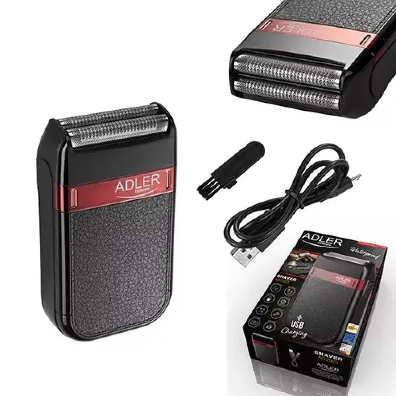 Cortapelos Adler AD 2923 — cortapelos para hombre, 2 cuchillas, en húmedo y en seco, 45 min de batería, regulador deslizante, negro