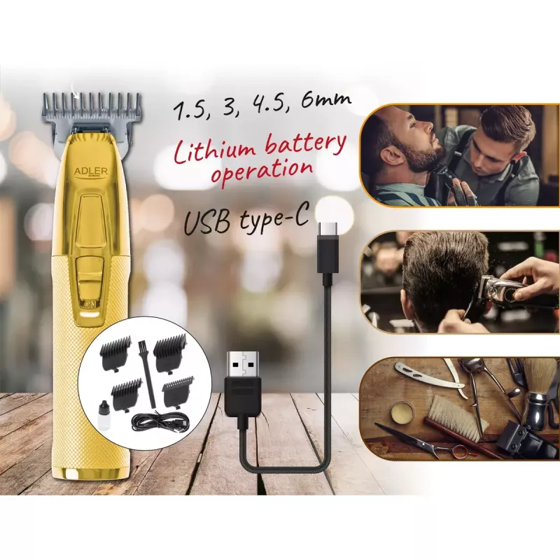 Recortadora de barba Adler AD 2836G batería 0,9 6 mm dorado