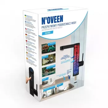 Calentador de agua al paso NOVEEN IWH965 INOX negro 5,5 kW 220V, acero inoxidable, control táctil, 2,5 l/min