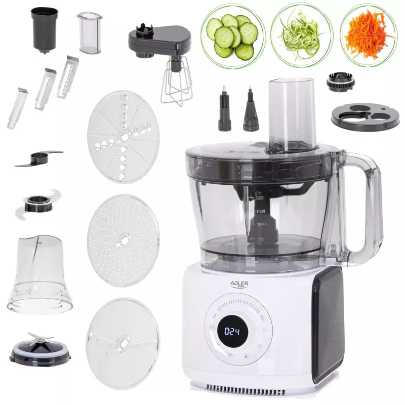Adler AD 4224 robot de cocina, 1000 W, bol de 2 l, 7 velocidades, blanco