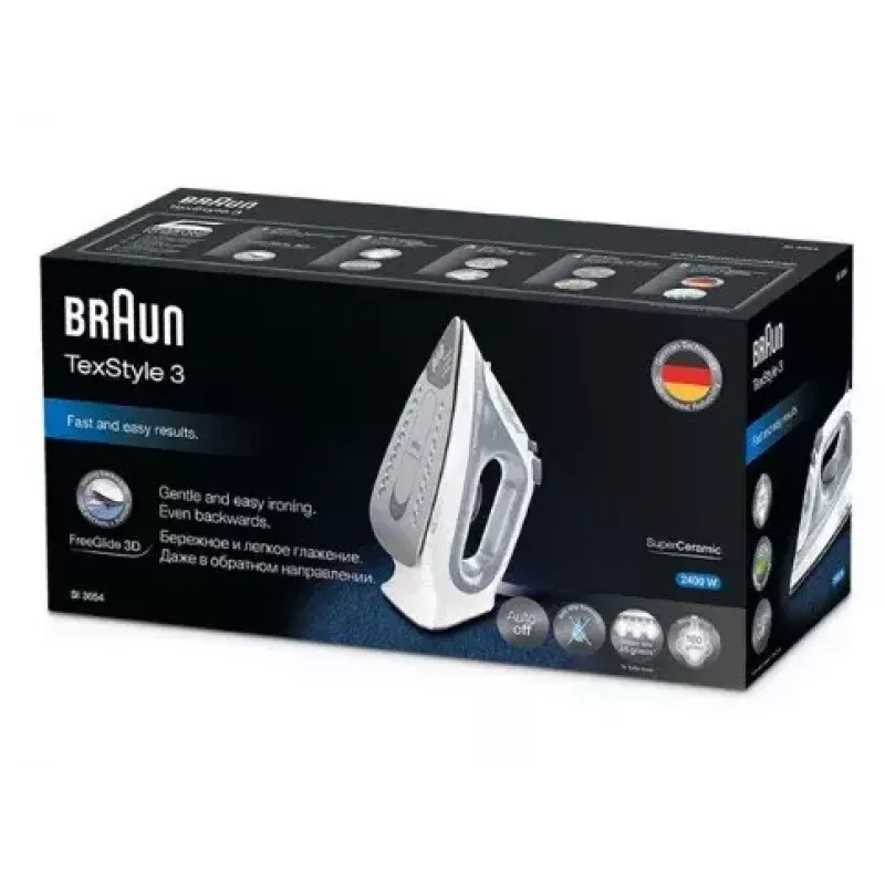 Plancha de vapor Braun TexStyle 3 SI3054GY Suela cerámica 2400 W Gris