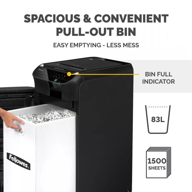Trituradora de papel Fellowes AutoMax 600M microcorte 60 dB 23 cm negra