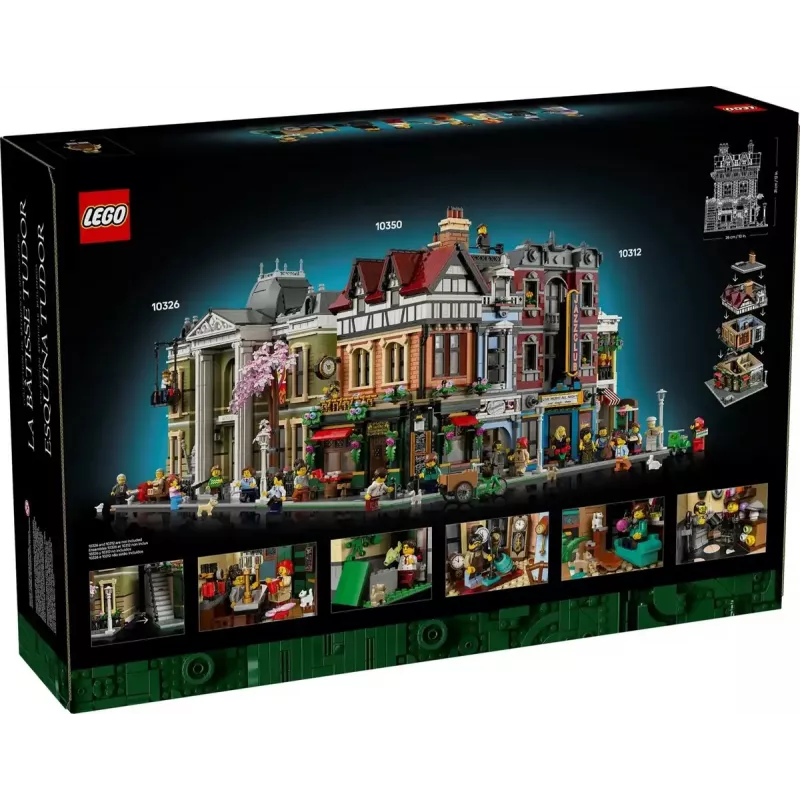 Set de construcción LEGO Icons 10350 Casa Tudor Corner — 3.266 piezas, 8 minifiguras, edad 18+, 260×250×310 mm