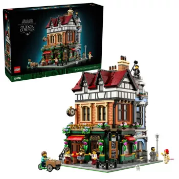 Set de construcción LEGO Icons 10350 Casa Tudor Corner — 3.266 piezas, 8 minifiguras, edad 18+, 260×250×310 mm