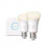 Kit de inicio Philips Hue White: 2 bombillas inteligentes E27 (1100), kit de iluminación inteligente, Bluetooth/Zigbee, blanco, LED, E27, A60