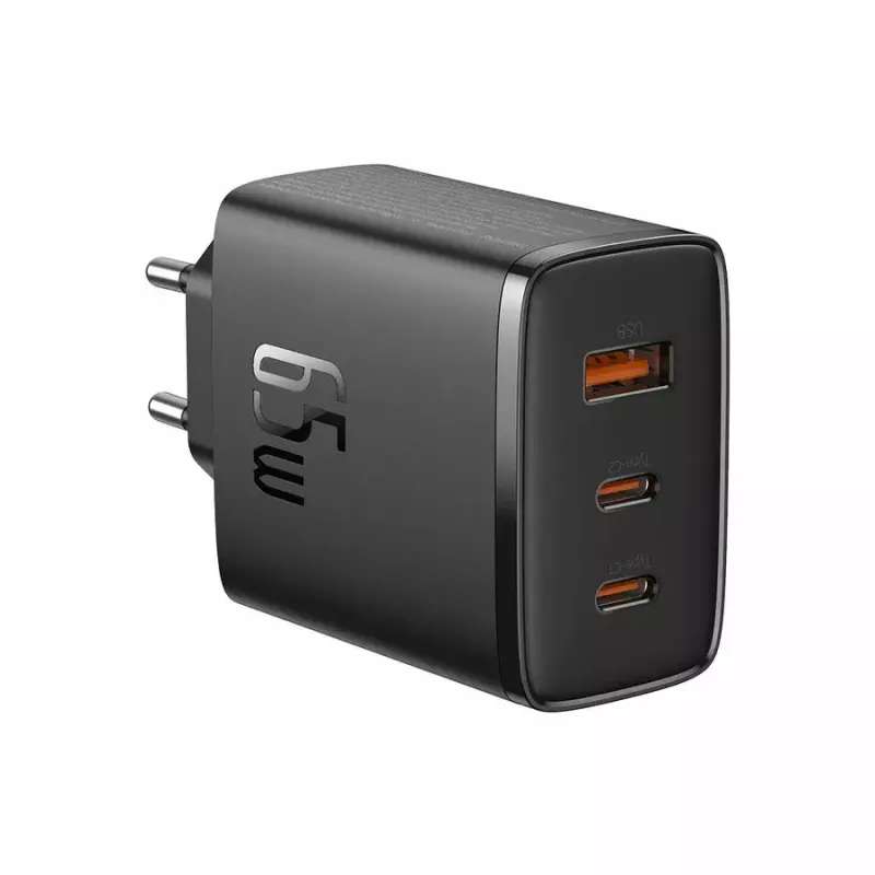 Baseus Cube Pro P10152301113-00 cargador rápido GaN 65 W, 2x USB-C + 1x USB-A, 110–240 V, negro, 0,154 kg