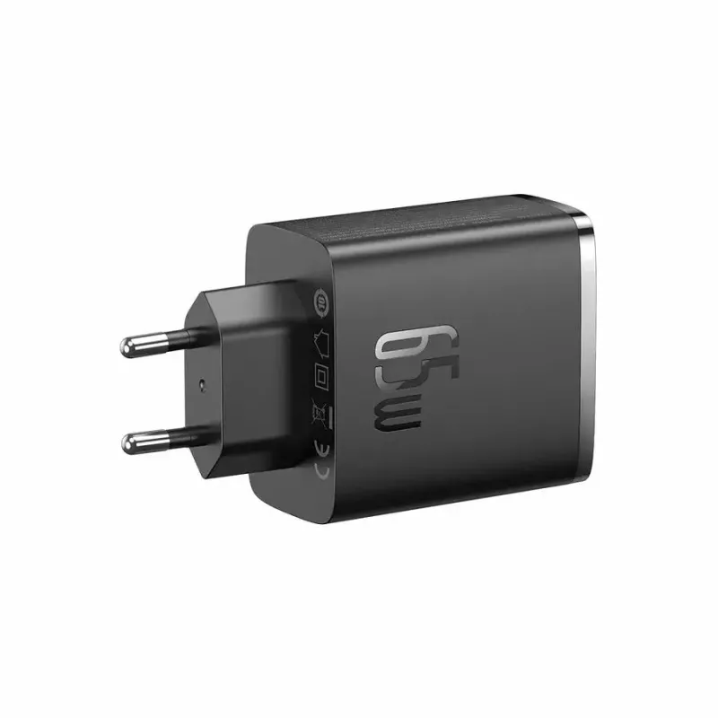Baseus Cube Pro P10152301113-00 cargador rápido GaN 65 W, 2x USB-C + 1x USB-A, 110–240 V, negro, 0,154 kg