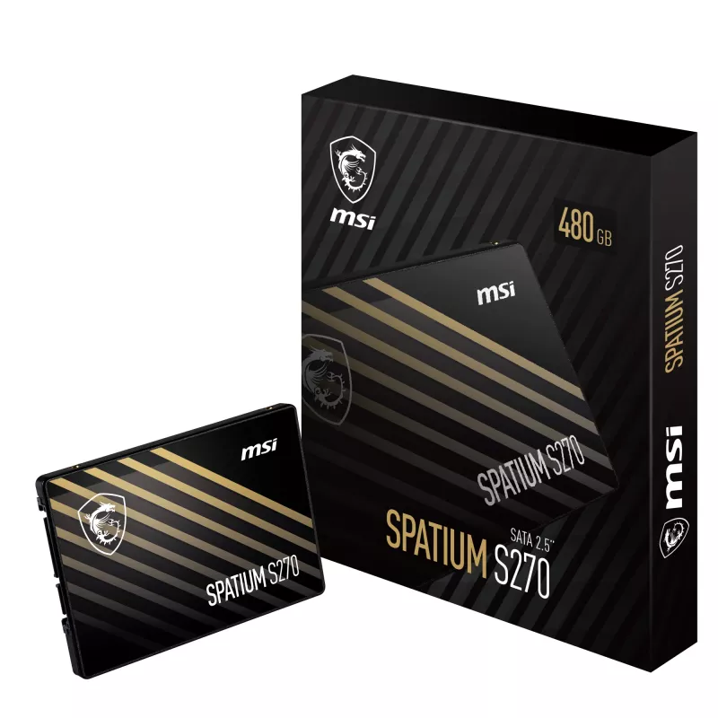 SSD SATA III de 2,5 pulgadas MSI SPATIUM S270 480 GB — 3D NAND, 450 MB/s escritura, 2 millones de horas MTBF