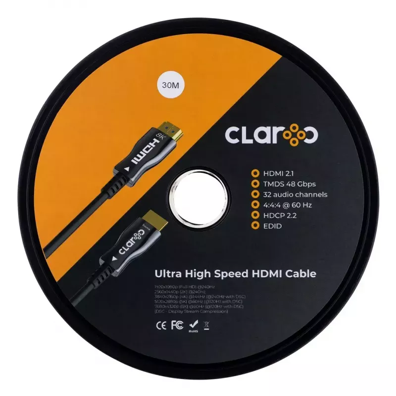 Cable HDMI claroc FEN-HDMI-21-30M — 30 m, HDMI 2.1, compatible con 8K 120Hz