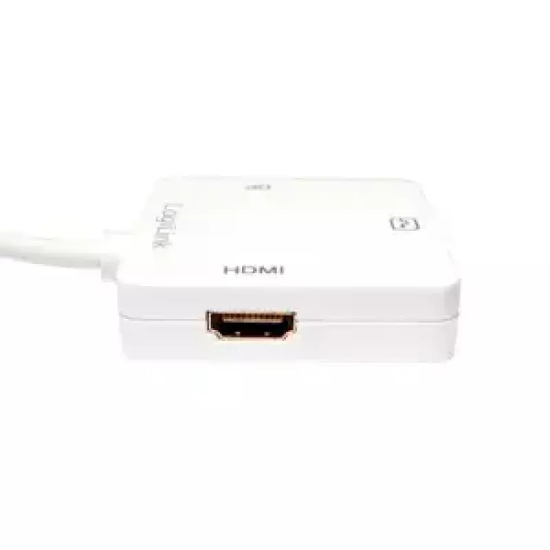 LogiLink CV0045A adaptador de Mini DisplayPort a HDMI/DVI/DisplayPort, 4K, 0,15 m, blanco
