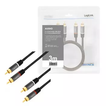 Cable de audio LogiLink CA1206 3 m 2xCinch conector macho negro