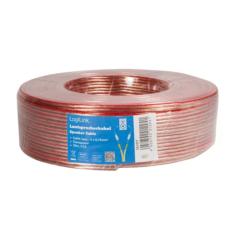 Cable de audio LogiLink CA1077 50 m transparente