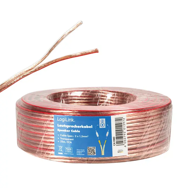 Cable de audio LogiLink CA1080 25 m transparente
