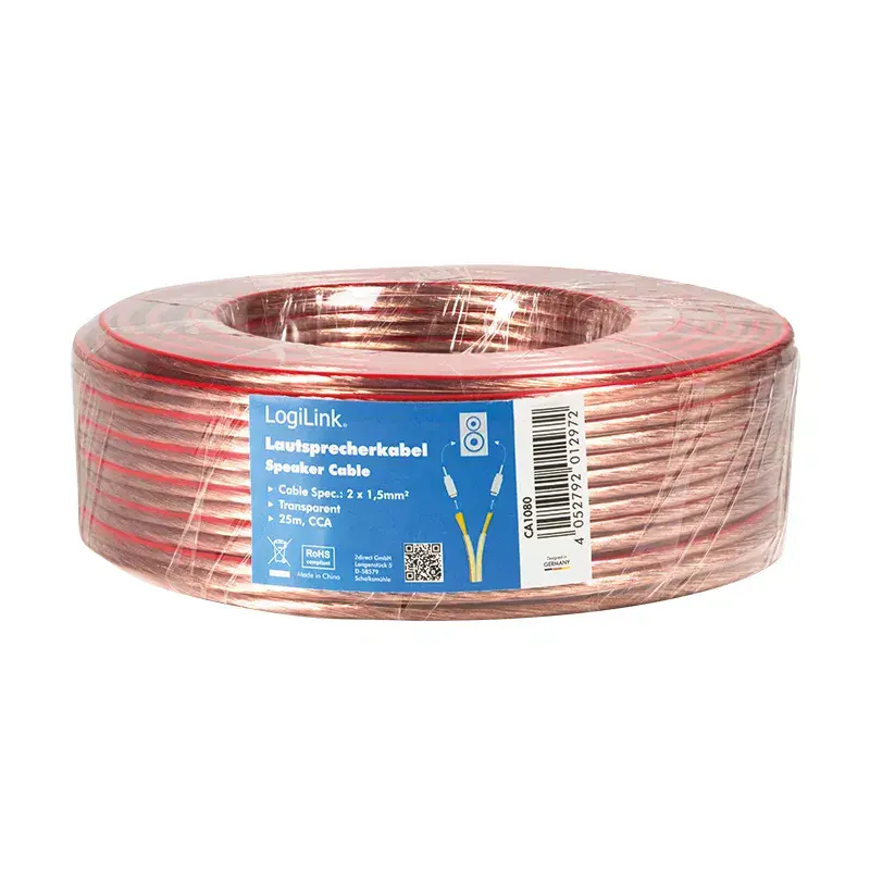 Cable de audio LogiLink CA1080 25 m transparente