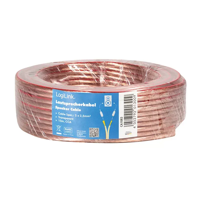 Cable de audio LogiLink CA1083 10 m transparente