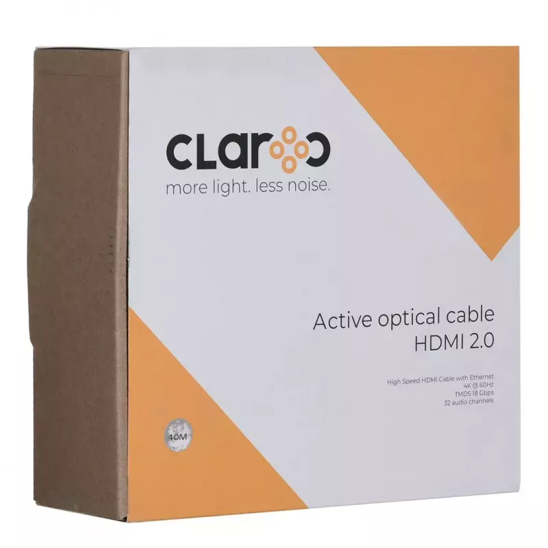 claroc FEN-HDMI-20-40M, cable HDMI de fibra óptica, cable óptico activo (AOC) HDMI 2.0, 4K, 40 m