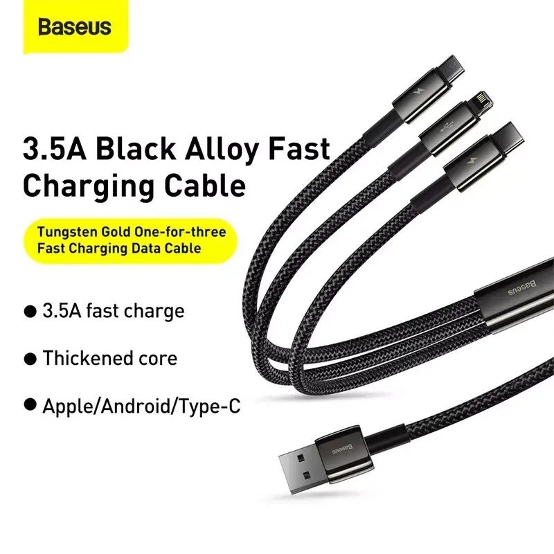 Cable USB 3 en 1 Baseus Tungsten Gold CAMLTWJ-01