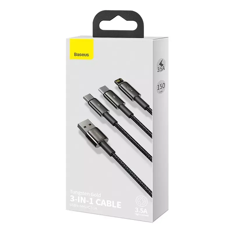 Cable USB 3 en 1 Baseus Tungsten Gold CAMLTWJ-01
