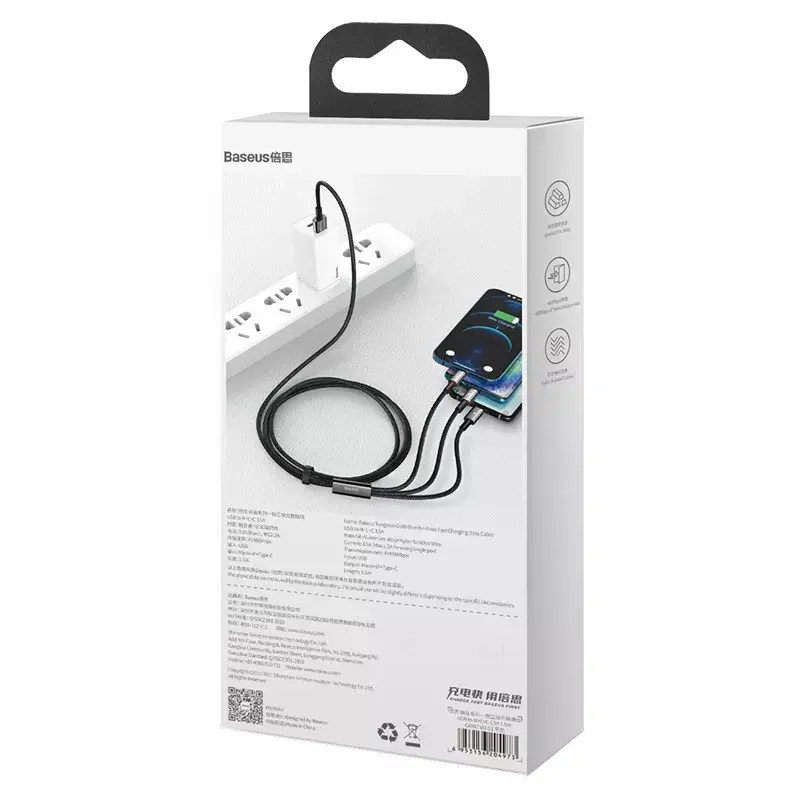 Cable USB 3 en 1 Baseus Tungsten Gold CAMLTWJ-01