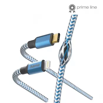 Cable Hama Reflective 1,5 m azul Lightning a USB-C 3 A