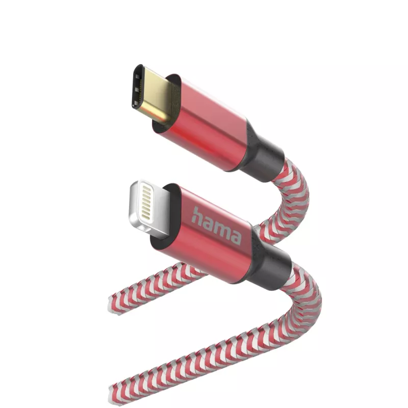 Cable Hama Reflective 1,5 m rojo Lightning a USB-C 3 A