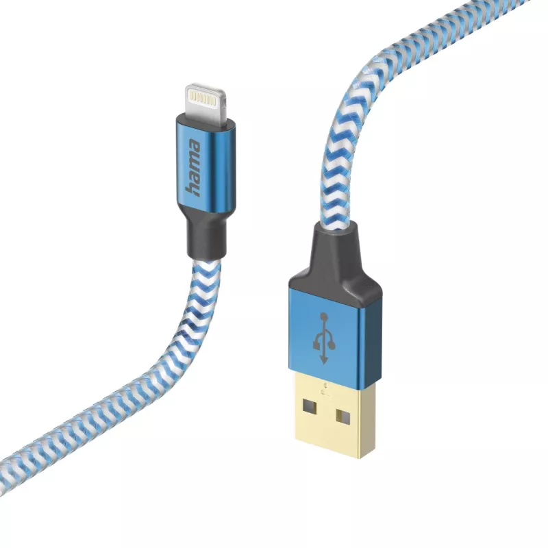 Cable Hama Reflective 1,5 m azul Lightning a USB A 2,4 A