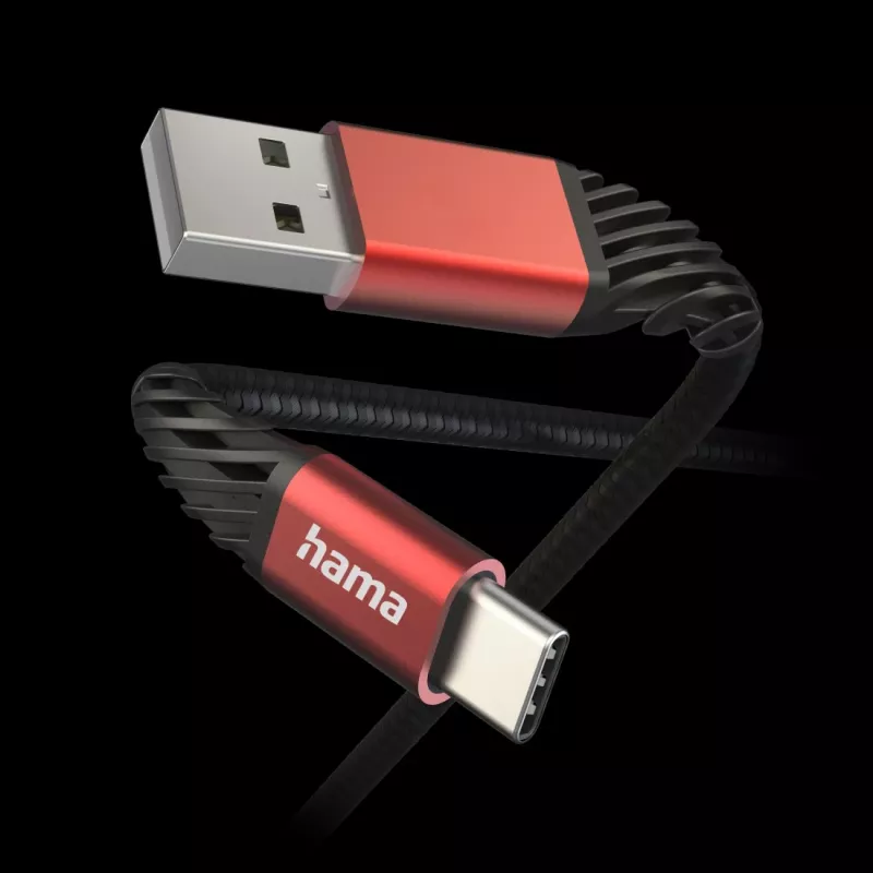 Cable USB Hama Extreme USB 2.0 1,5 m USB A USB C negro, rojo