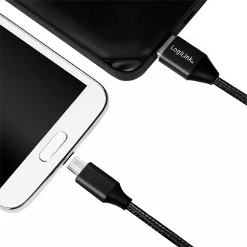 Cable USB LogiLink CU0143 USB 2.0 0,3 m USB A Micro-USB B negro